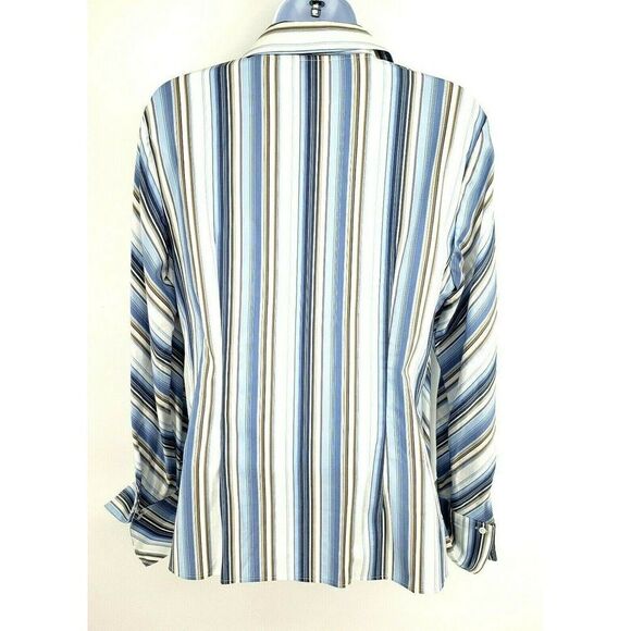 A Pea in the Pod Maternity Top Shirt Blue White New With Tags $250 - Picture 2 of 8